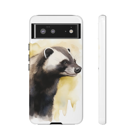 Badger on a Yellow Background - Impact Resistant Phone Case Google Pixel 6 Glossy